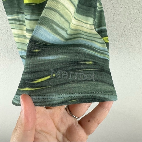 Marmot Green Yellow Striped Scoop Racerback Tank Top Size Small - Picture 2 of 7